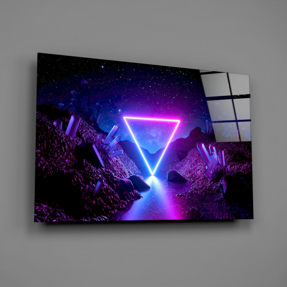 Synthwave panel anchoring a creative loft wall
