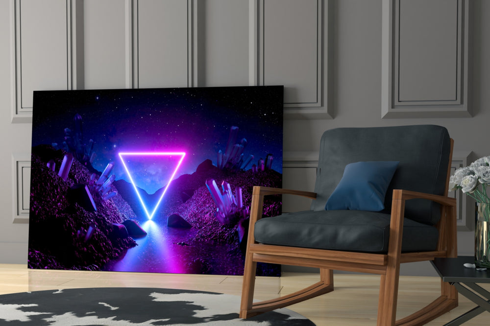 Synthwave yatay panel against an onyx-painted accent wall