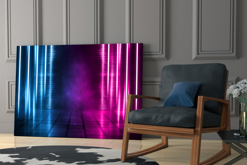 Synthwave yatay panel against an onyx-painted accent wall
