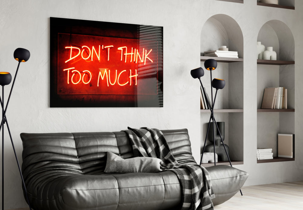Don't Think Too Much artwork styled in a home office interior