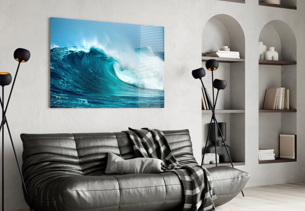 Waves artwork styled in a study interior