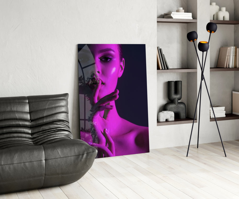 Cinematic beauty print bringing magenta edge to a bedroom