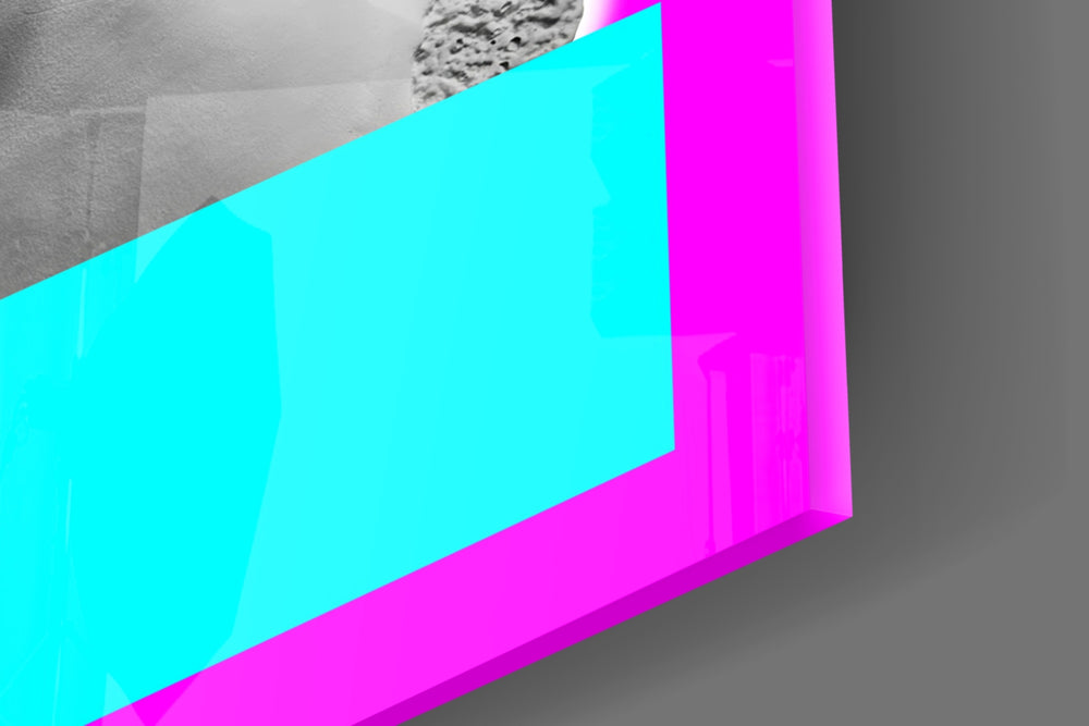 Cinematic artwork in a fashion-themed lounge interior