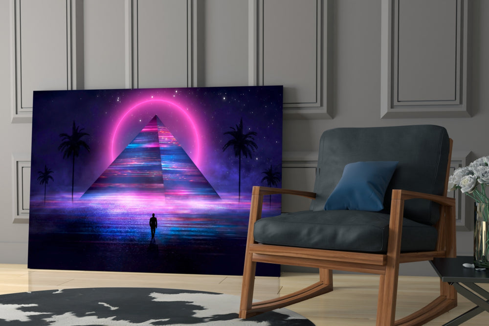 Synthwave yatay panel against an onyx-painted accent wall