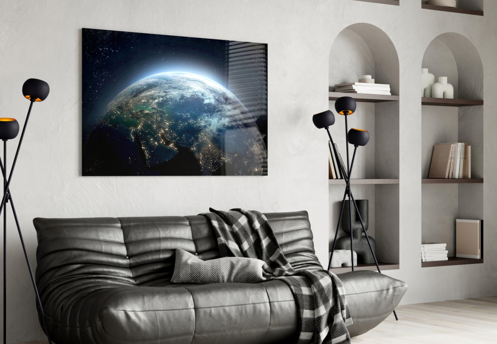 World artwork styled in a teen room interior