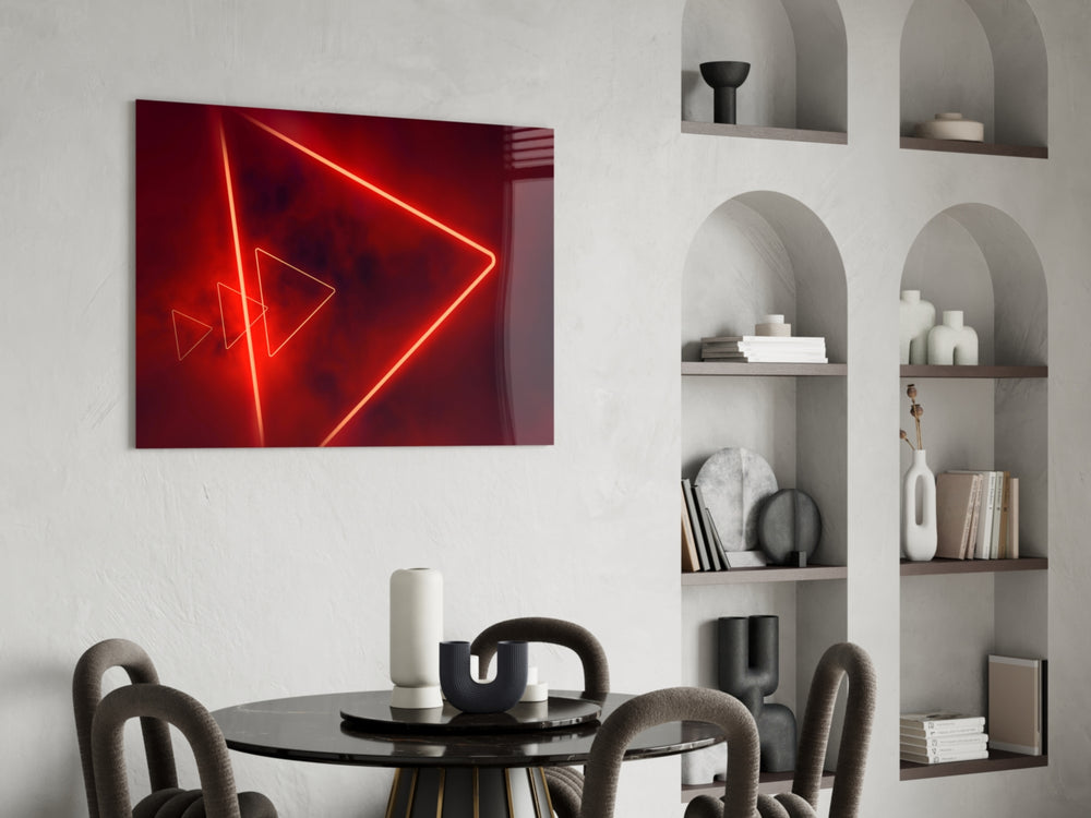 Cinematic synthwave print bringing geometric edge to a home office