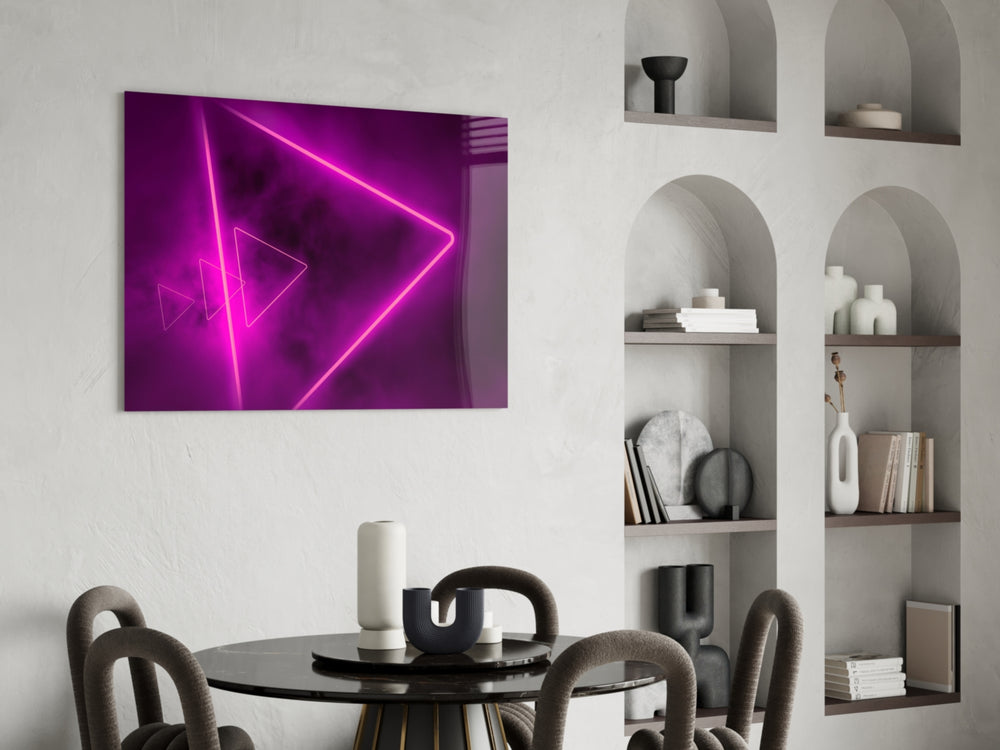 Cinematic synthwave print bringing geometric edge to a home office