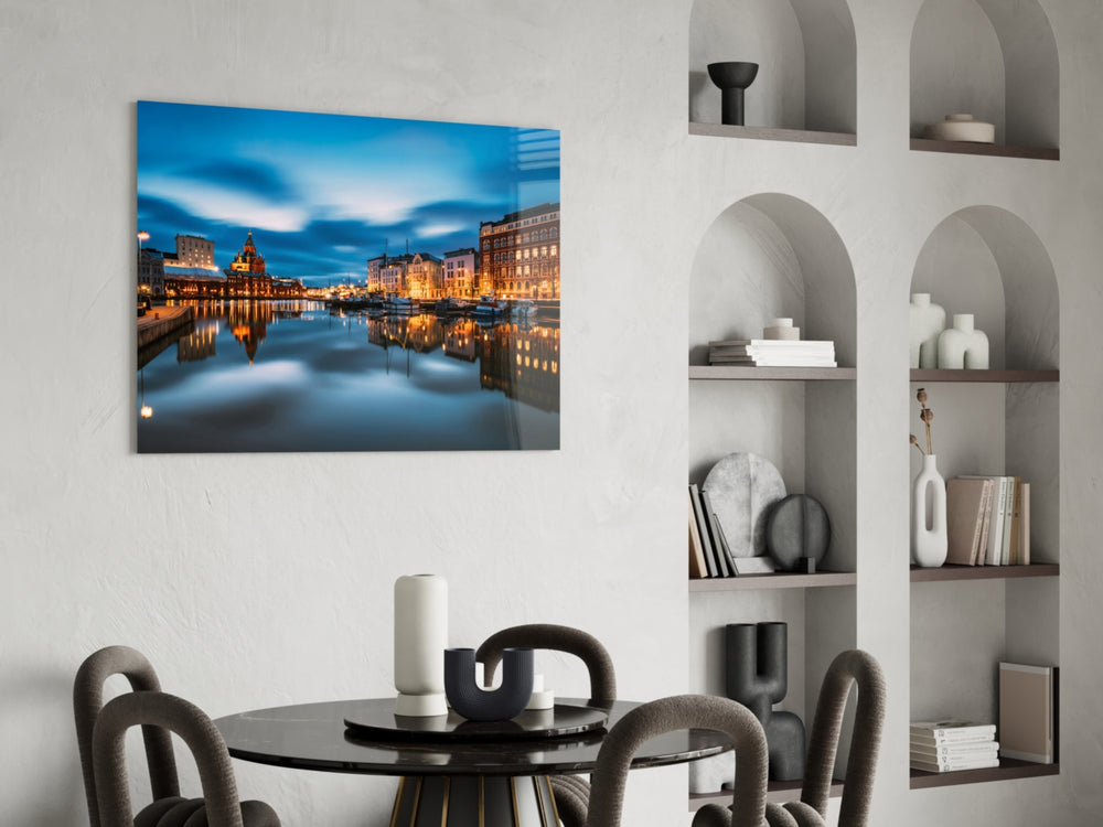 Cinematic travel print bringing Nordic edge to a hallway