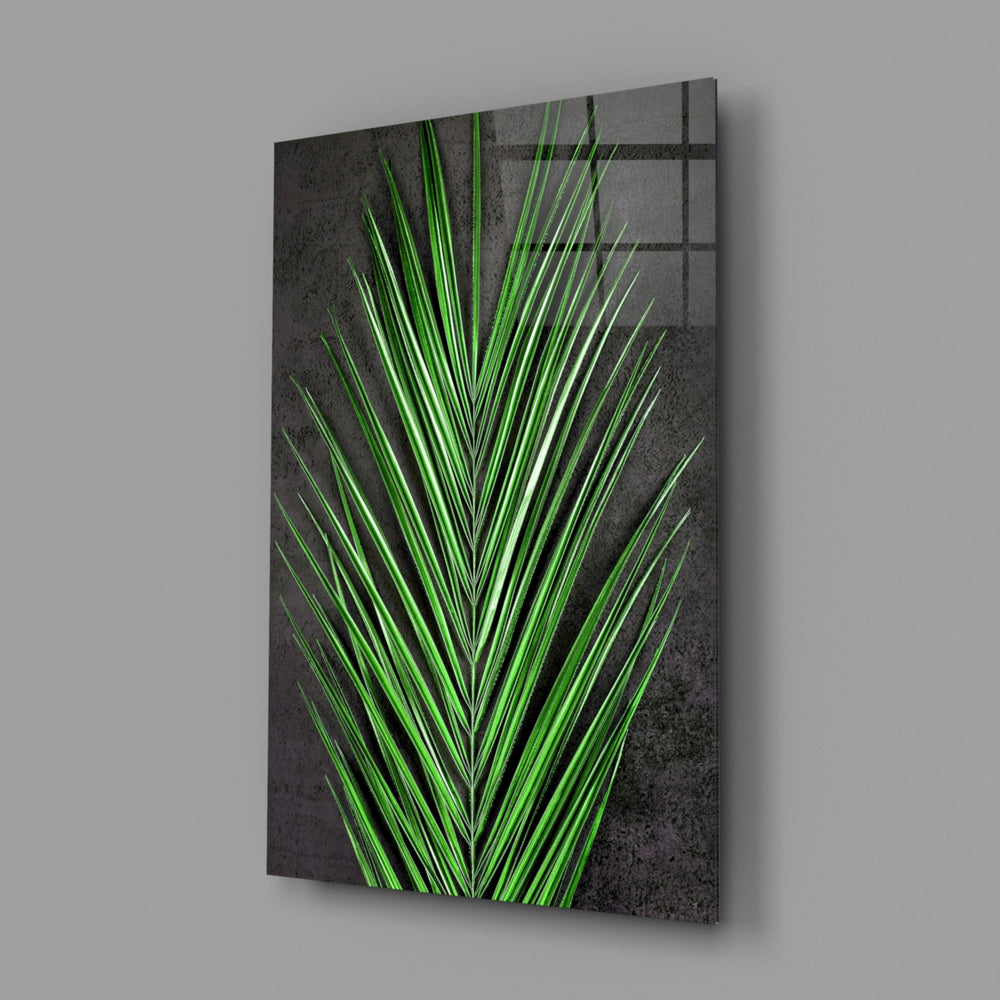 Botanical panel anchoring a study wall