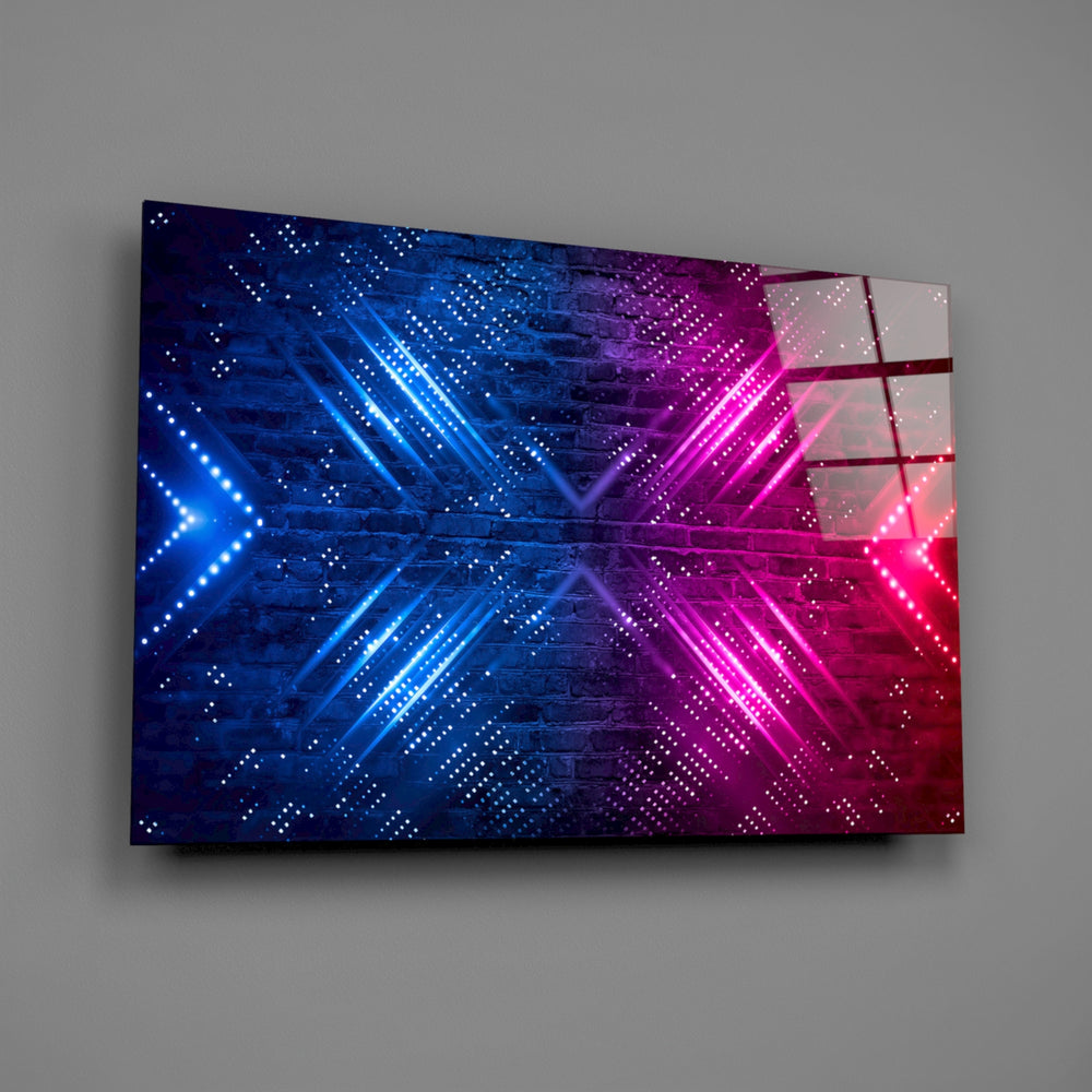 Synthwave panel anchoring a creative loft wall