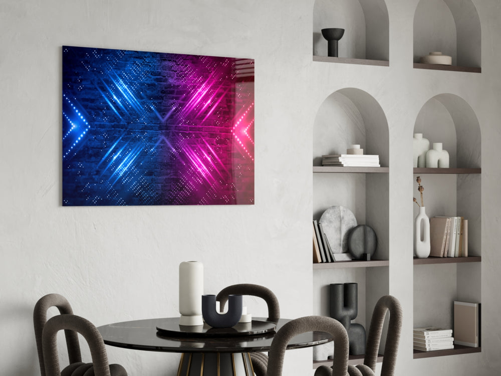 Cinematic synthwave print bringing chevron edge to a home office