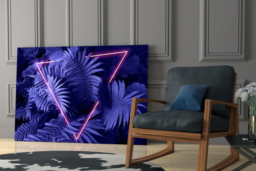 Synthwave yatay panel against an aubergine-painted accent wall