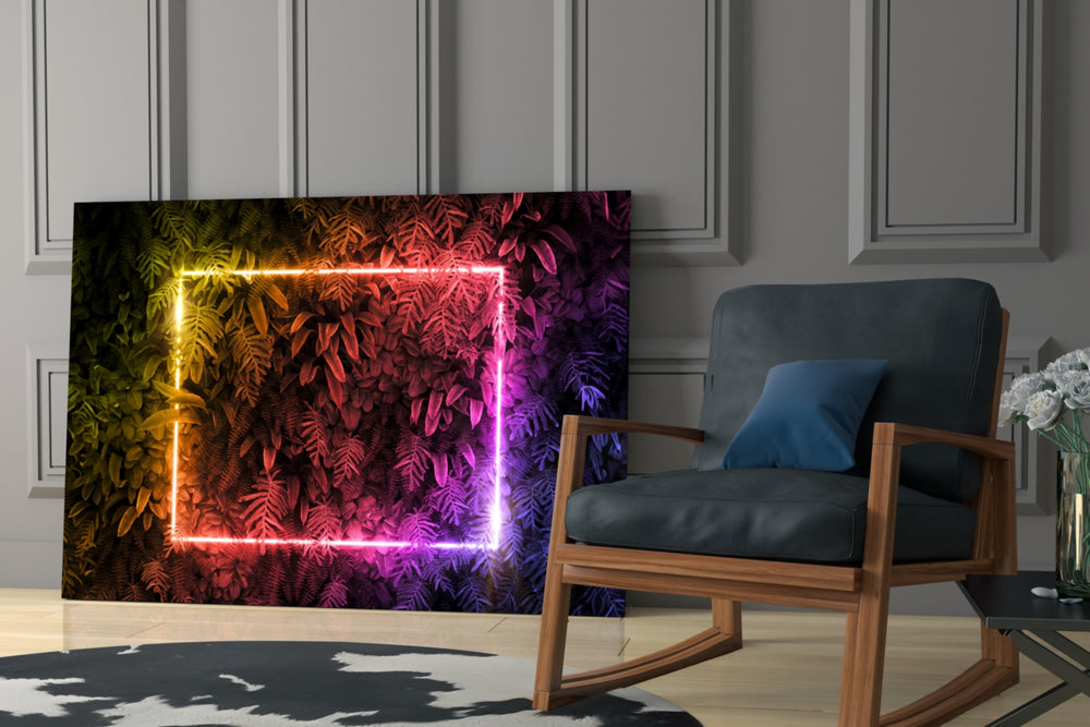 Synthwave yatay panel against an onyx-painted accent wall