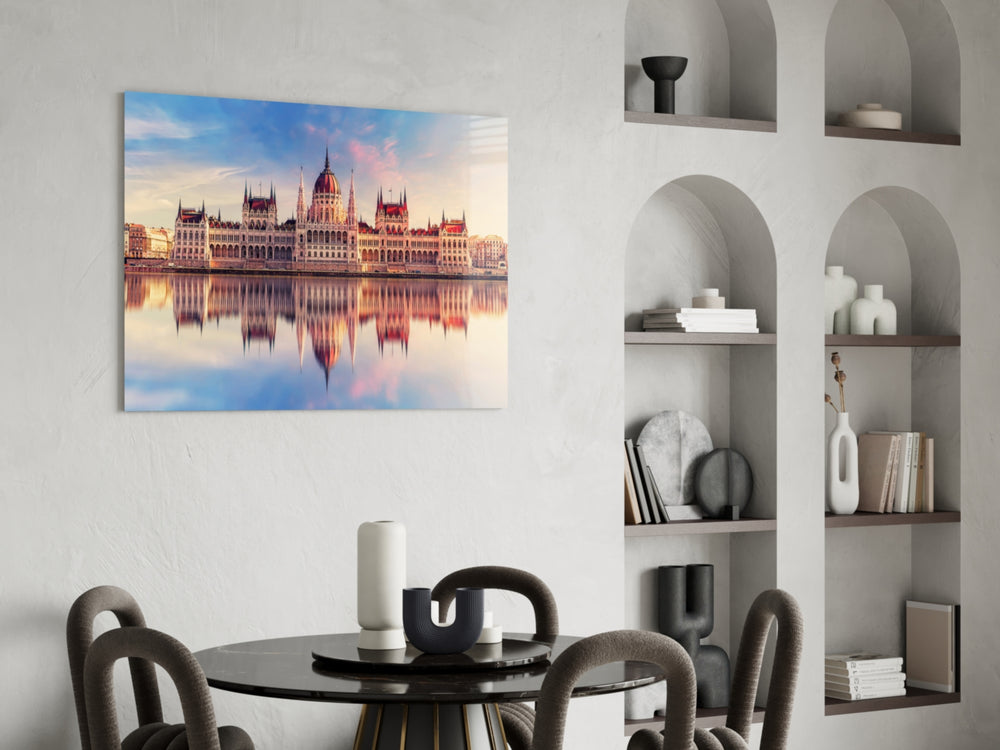 Cinematic travel print bringing Budapest edge to a hallway