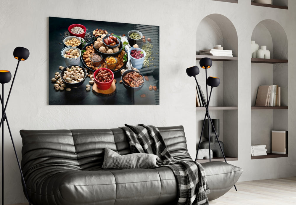 Nuts artwork styled in a breakfast nook interior