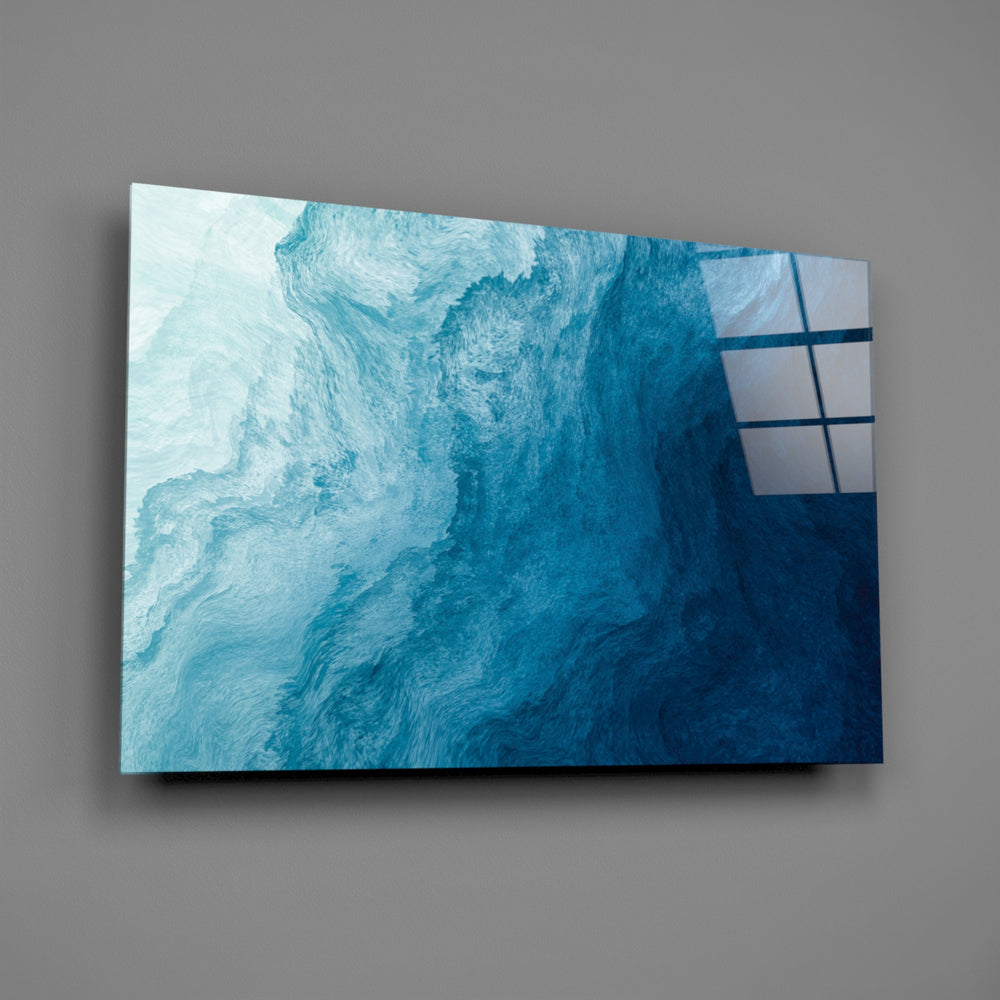 Abstract panel anchoring a master bedroom wall