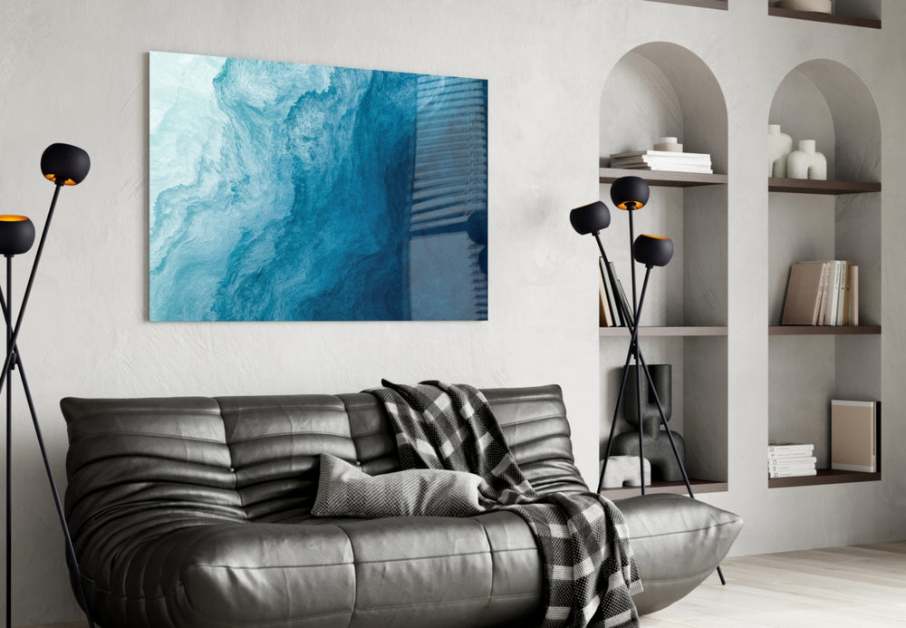 Shades Of Blue artwork styled in a hallway interior