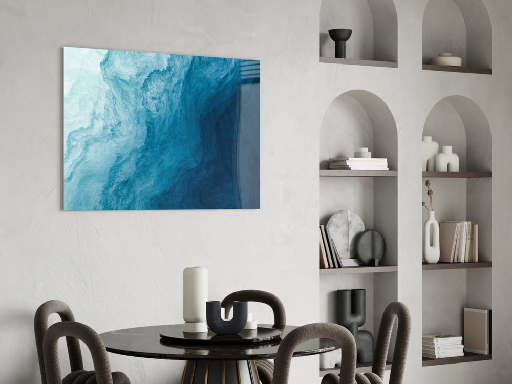 Cinematic abstract print bringing calming edge to a wellness studio