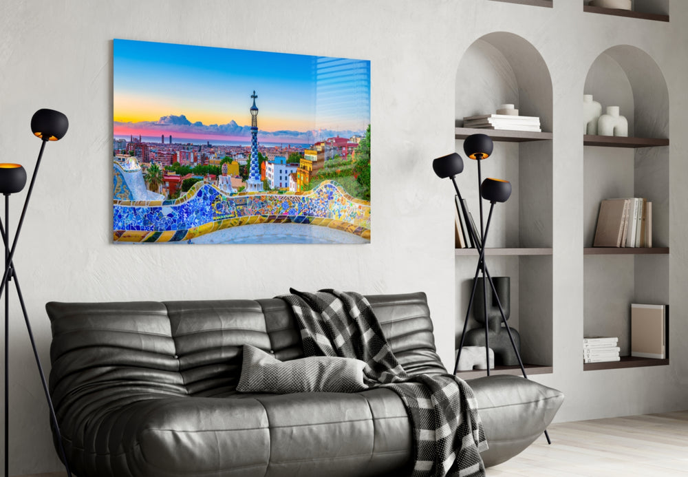 Barcelona artwork styled in a study interior