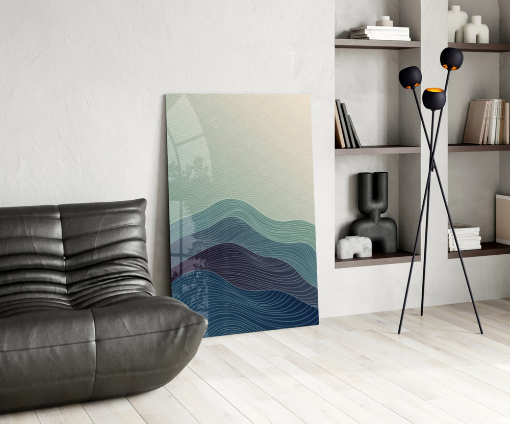 Cinematic abstract print bringing Japandi edge to a wellness studio