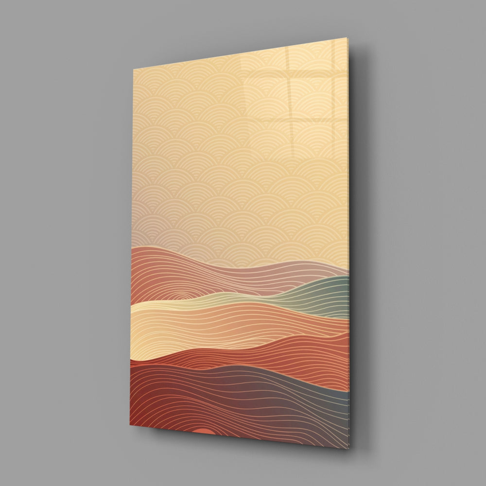 Boho-desert panel anchoring a master bedroom wall
