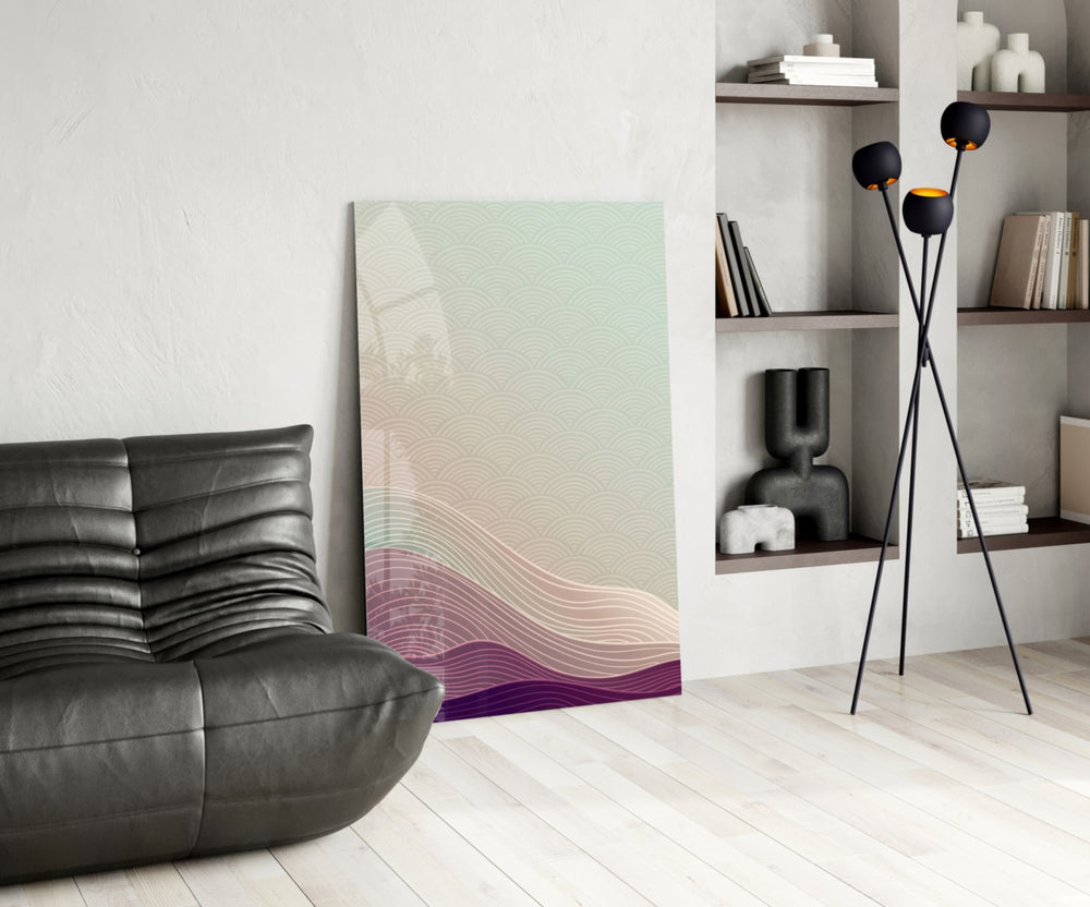 Cinematic abstract print bringing Japandi edge to a wellness studio