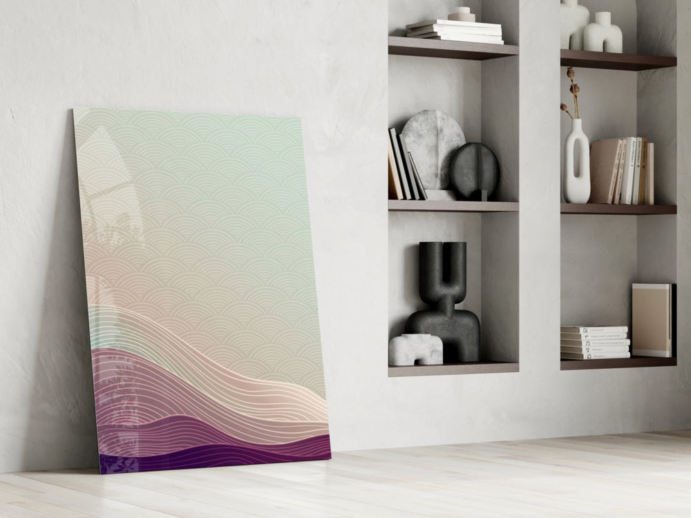 Abstract dikey panel against an ivory-painted accent wall