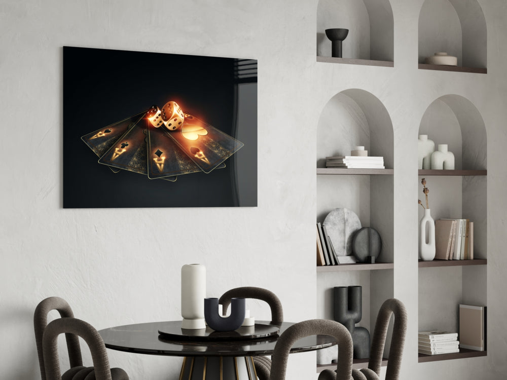 Cinematic casino print bringing luxe edge to a basement bar