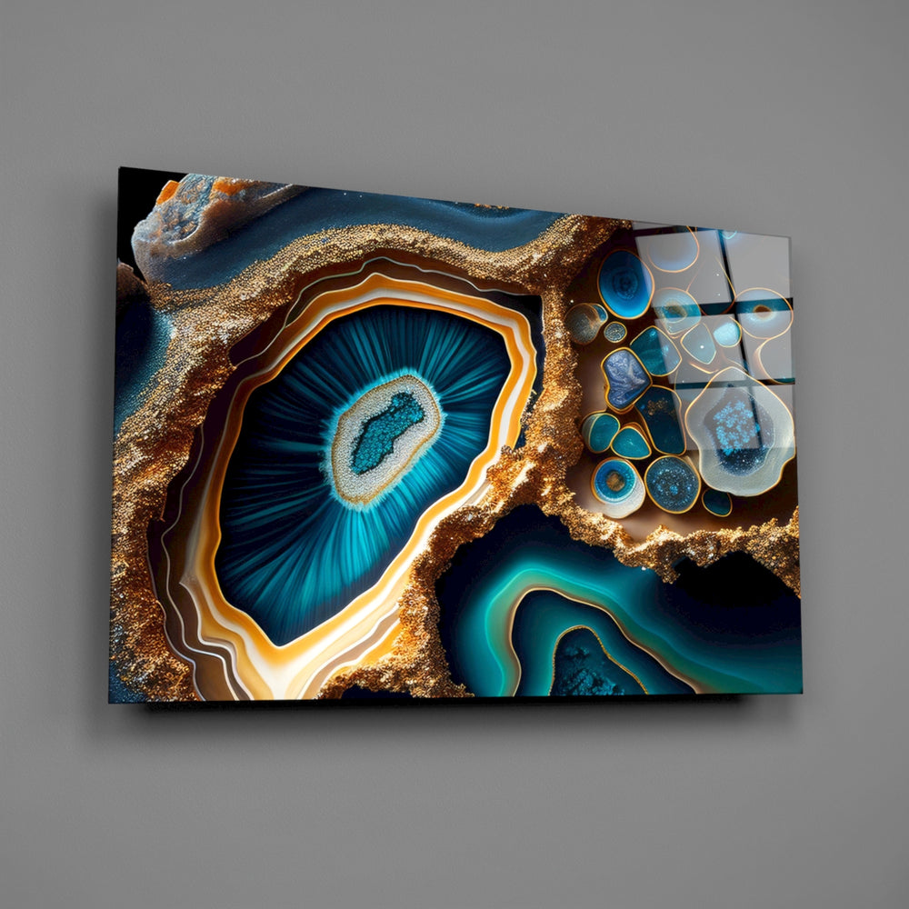 Luxe abstract panel anchoring a master bedroom wall