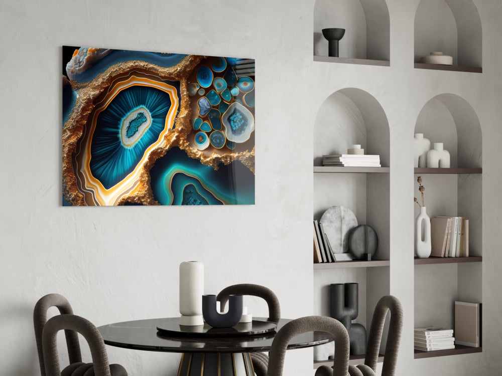 Cinematic abstract print bringing luxe edge to a hallway