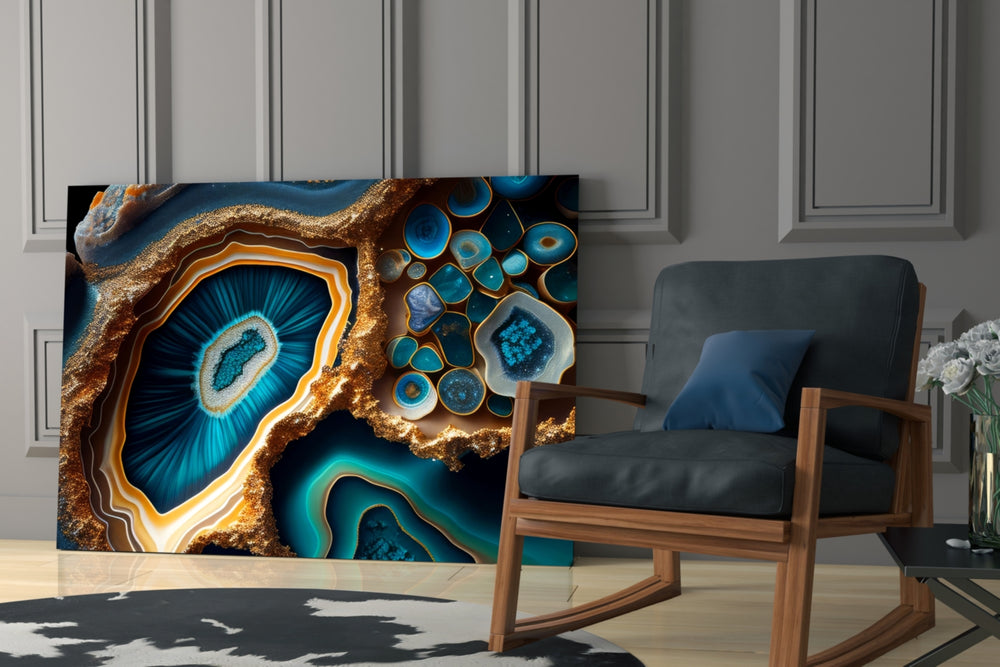 Abstract yatay panel against an ivory-painted accent wall