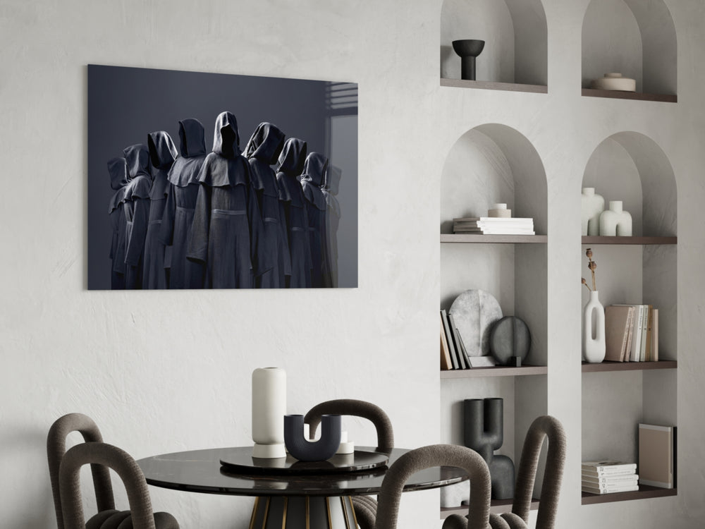 Cinematic dark print bringing gothic edge to a study