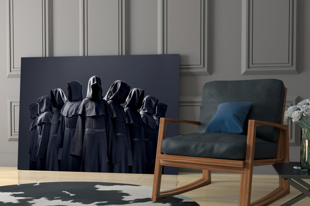 Dark-fantasy yatay panel against a charcoal-painted accent wall