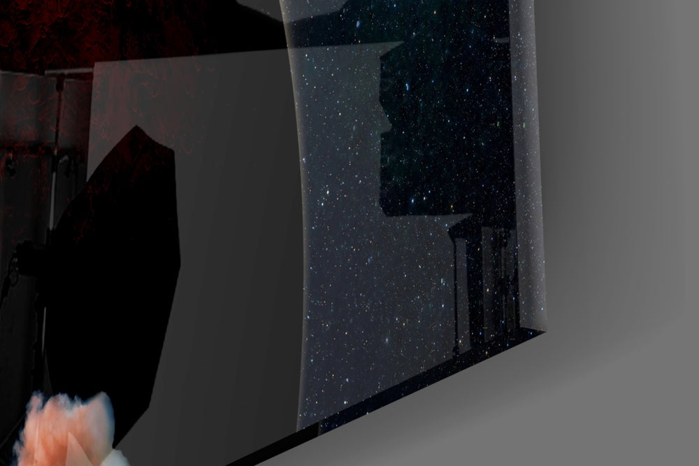 Cinematic artwork in a sci-fi-themed living room interior
