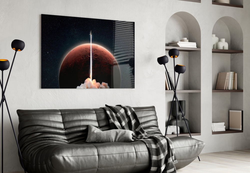 Journey To Space artwork styled in a home office interior