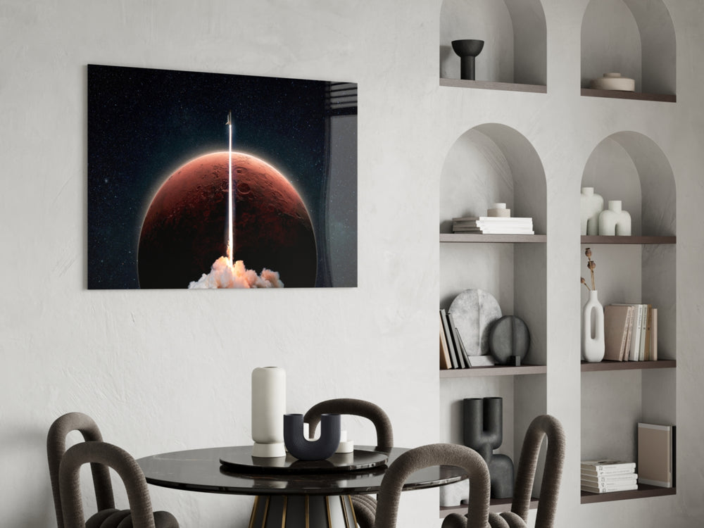 Cinematic sci-fi print bringing Mars edge to a study
