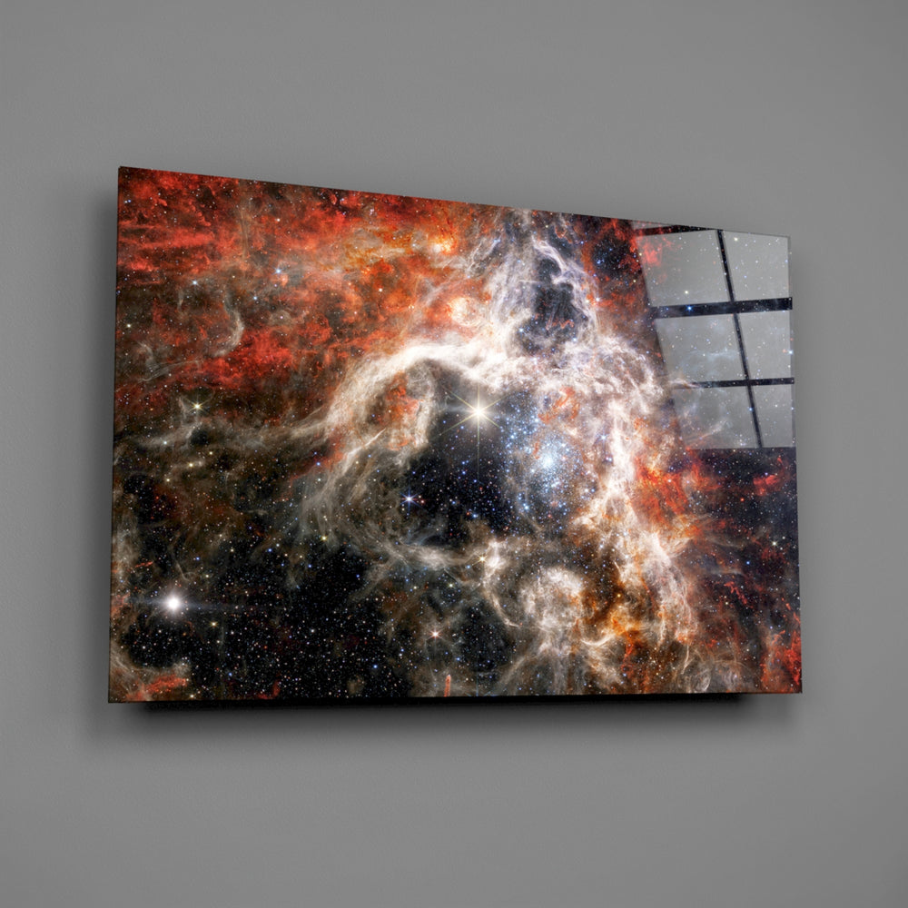 Cosmic panel anchoring a home office wall