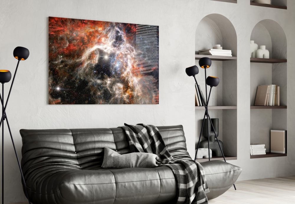 Space Purple artwork styled in a teen room interior