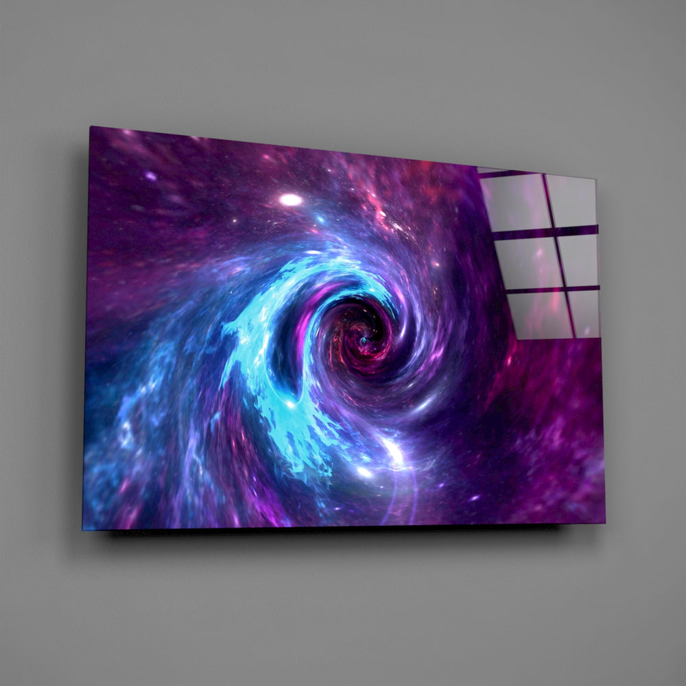 Cosmic panel anchoring a home office wall