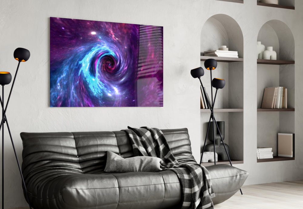 Space Helix artwork styled in a teen room interior