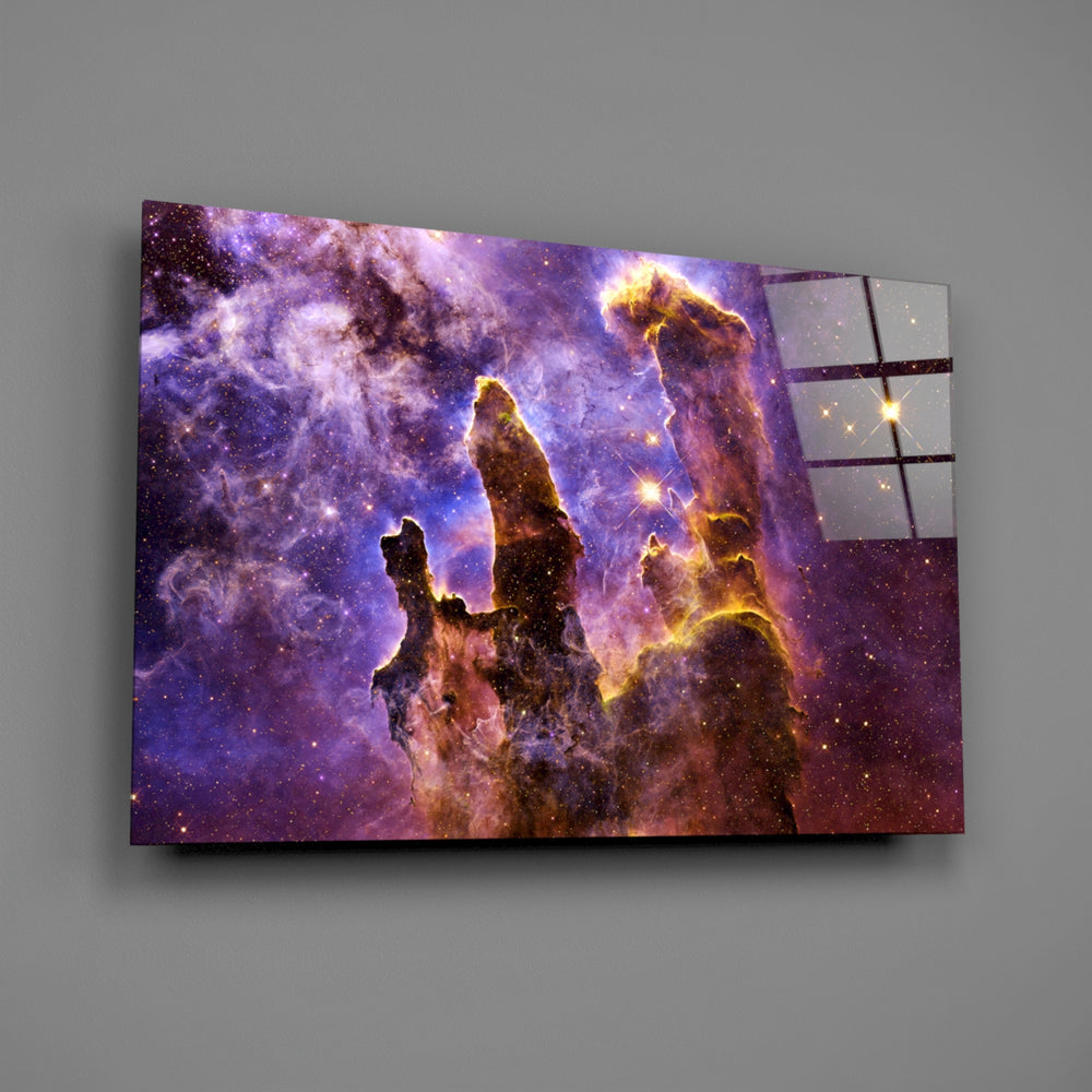Cosmic panel anchoring a home office wall