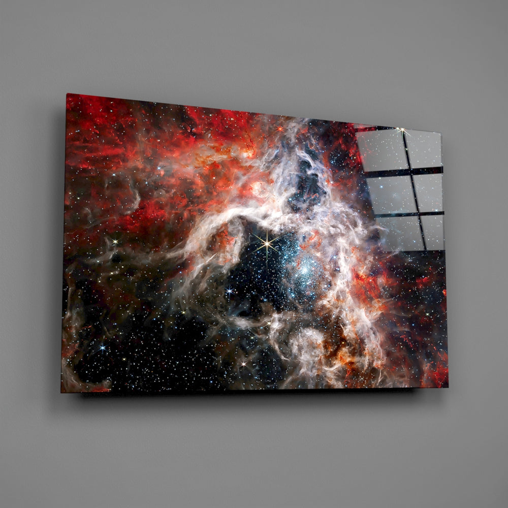 Cosmic panel anchoring a home office wall