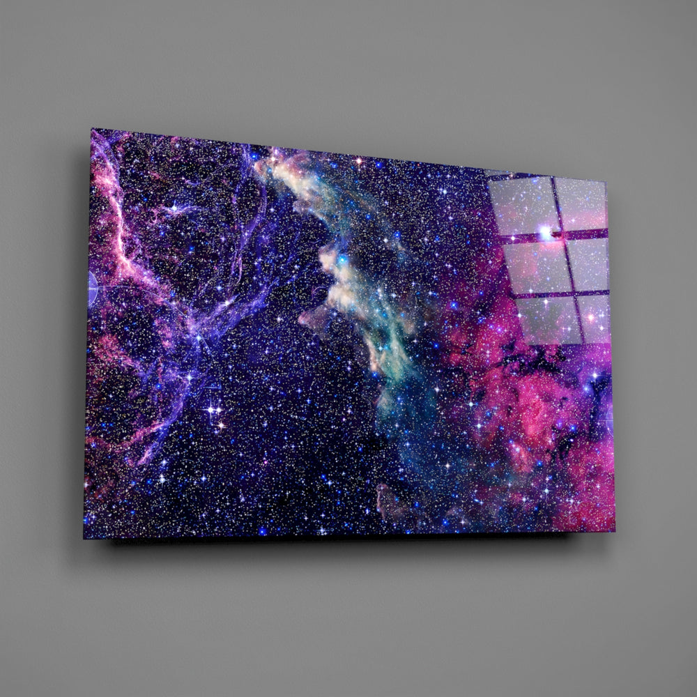 Cosmic panel anchoring a home office wall