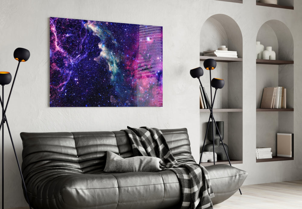 Space Purple artwork styled in a teen room interior