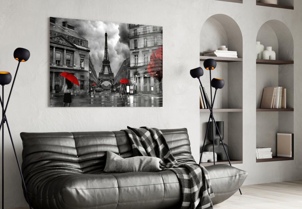 Eiffel Tower artwork styled in a study interior
