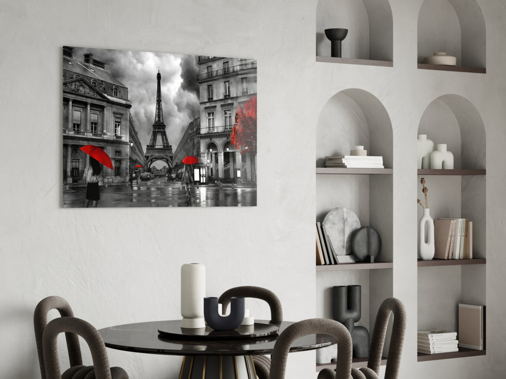 Cinematic travel print bringing Parisian edge to a hallway