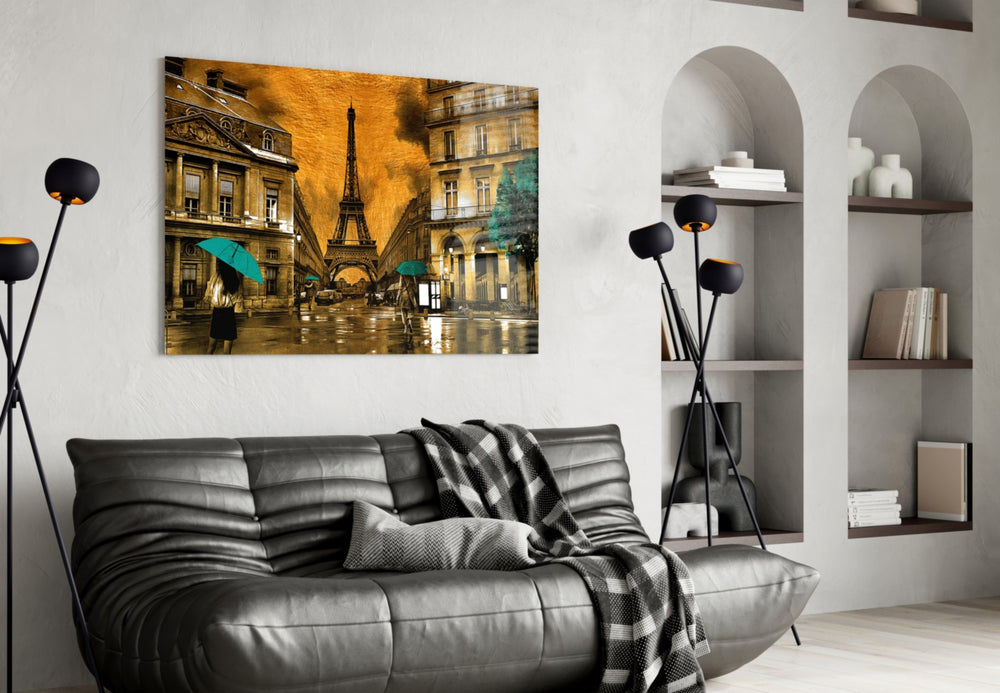 Eiffel Tower artwork styled in a study interior