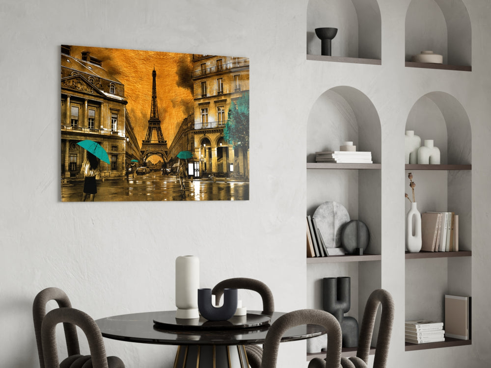 Cinematic travel print bringing Parisian edge to a hallway