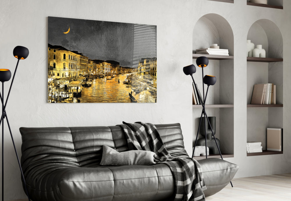 Venetian artwork styled in a study interior