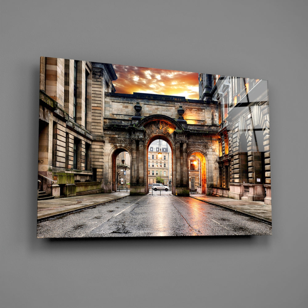 Travel panel anchoring a hotel-styled lounge wall